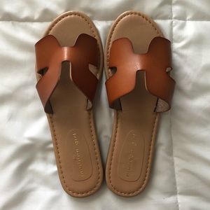 Brown Leather Slides